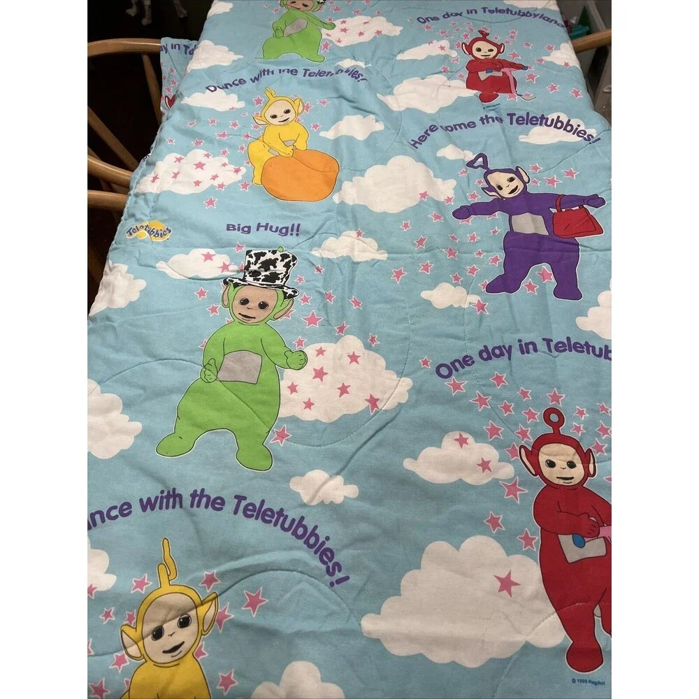 Vintage Teletubbies Twin Comforter Bedding 2-sided READ Tinky Winky Dipsy